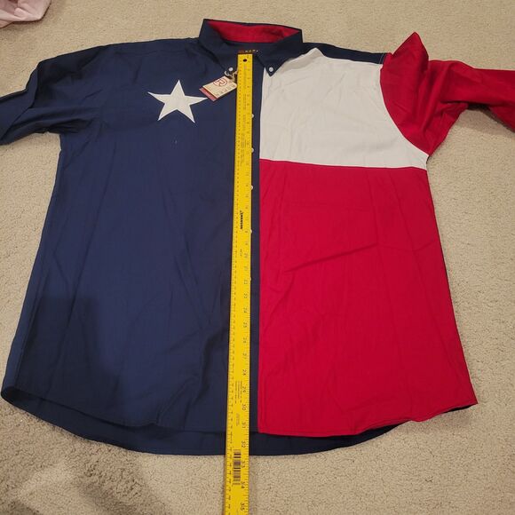 NWT Roper Texas Flag Long Sleeve Button Down Men's Western Shirt 2XL Rodeo - Picture 5 of 8